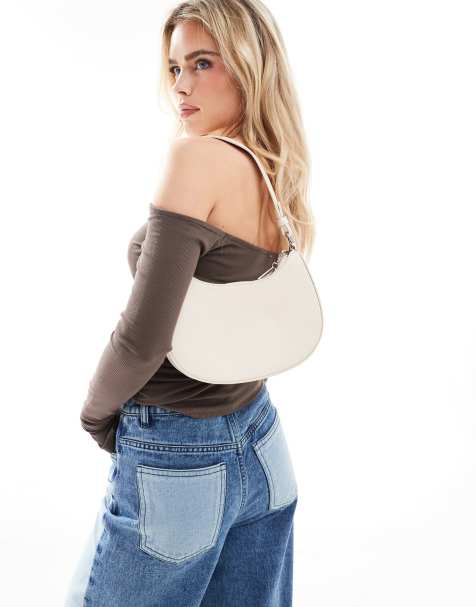 Stradivarius - Beige halvmåneformet skuldertaske - view 1
