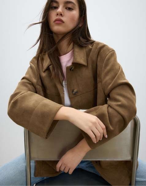 Stradivarius – Beige jacka i mockaimitation - view 1