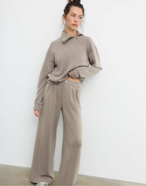 Stradivarius – Beige, mjuka byxor med veck - view 1