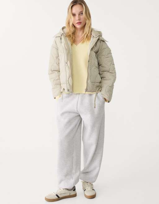 Stradivarius – Beige pufferjacka med huva, 4 av 4