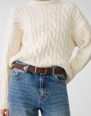 Stradivarius – Beige skärp med nitar - view 1