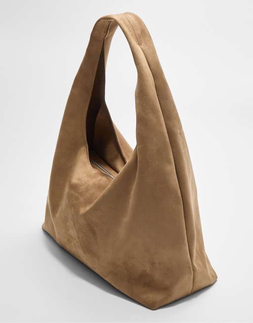 Stradivarius - Beige skuldertaske i imiteret ruskind, 3 af 4