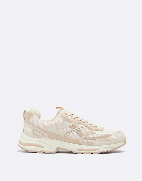 Stradivarius – Beige sneakers med platåsulor - view 1