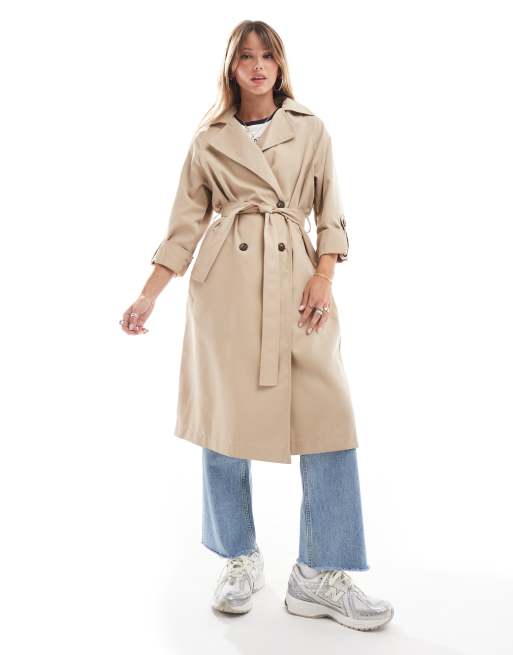 Stradivarius - Beige trenchcoat med bælte