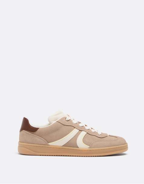 Stradivarius – Beige, vardagliga sneakers i läder - view 1