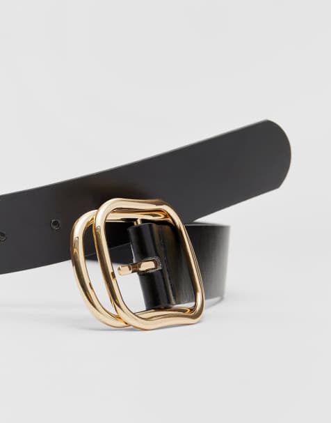 Stradivarius belt with double buckle in black - view 1