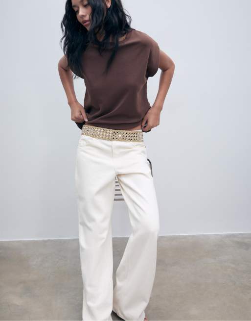 Stradivarius Belt with mirrors in gold