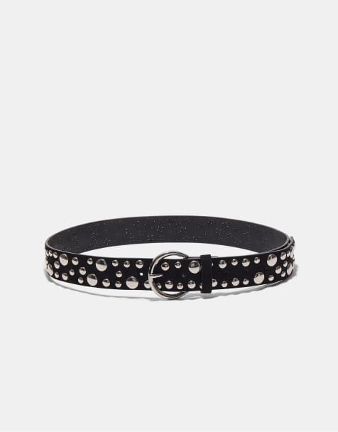 Stradivarius Belt with multi irregular studs in black - view 1