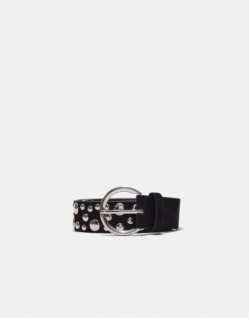 Stradivarius Belt with multi irregular studs in black, 3 of 3