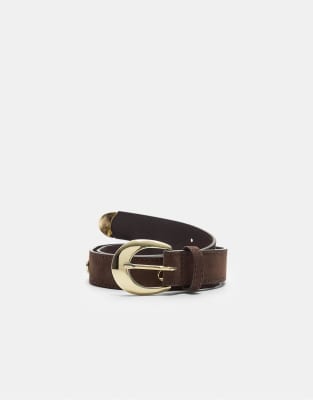 Stradivarius Belt with oval studs in pale camel | ASOS