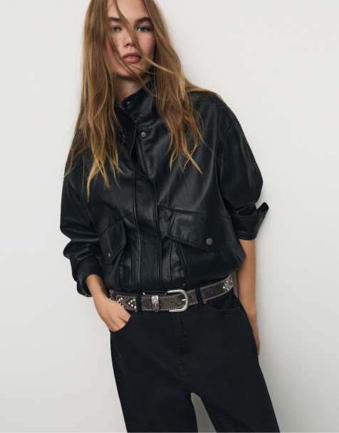 Stradivarius Belt with rhinestones and studs in black - view 1