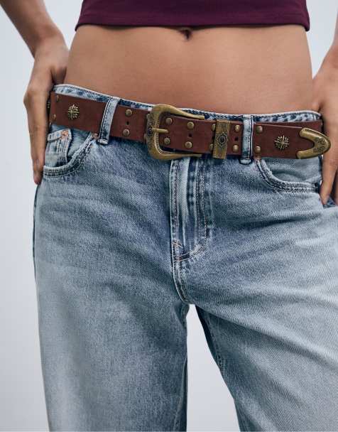 Stradivarius Belt with round studs in brown - view 1