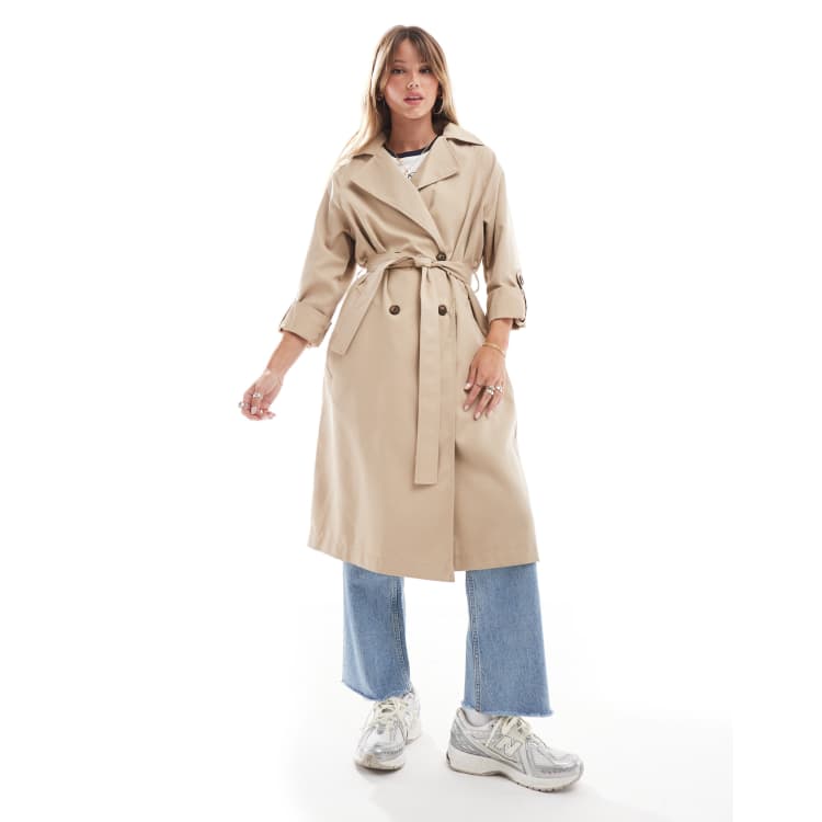 Stradivarius trench coat in beige hot sale