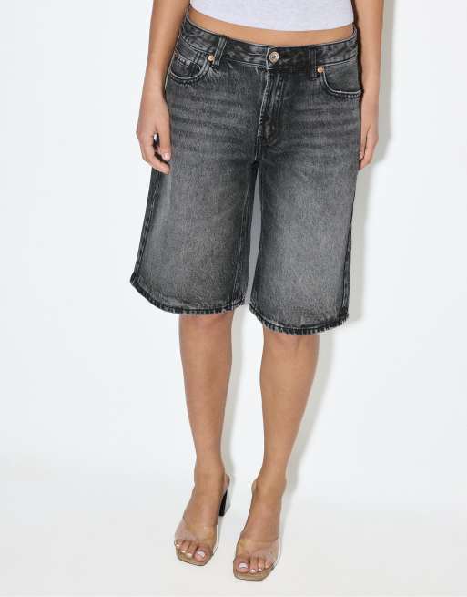 Stradivarius - Bermuda baggy en jean - Gris foncé délavé, 4 de 4