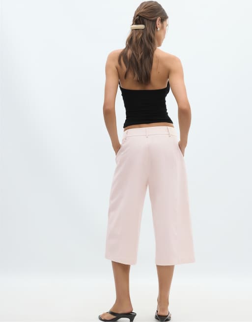Stradivarius - Bermuda habillé à taille croisée - Écru, 4 de 4