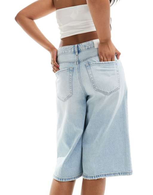 Stradivarius bermuda jorts in light blue, 5 of 5