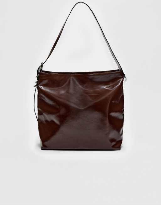 Stradivarius – Beuteltasche aus Kunstleder in Braun, 2 von 4