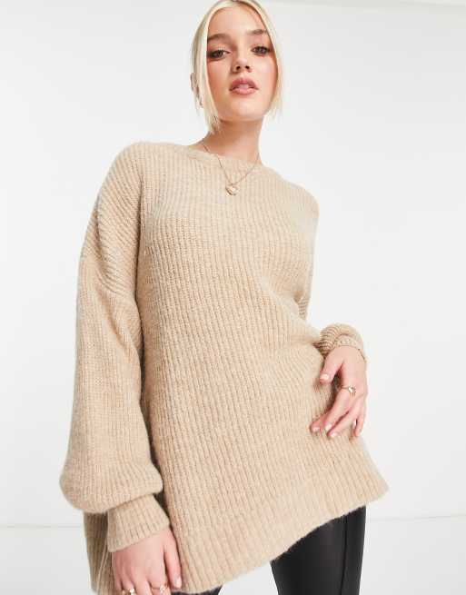 Stradivarius – Beżowy sweter oversize