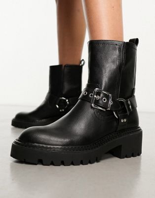  biker boot with buckle detail  