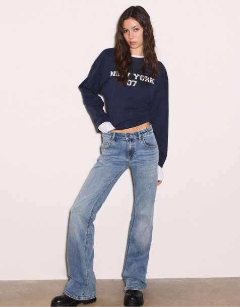 Stradivarius - Blå jeans med lav talje og klokkeben - view 1