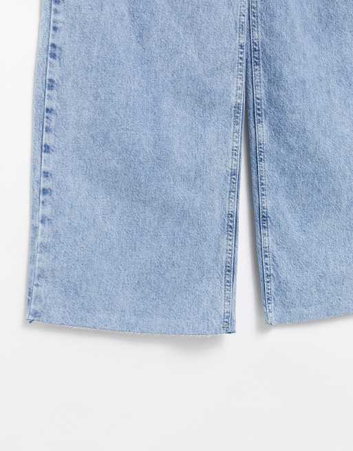 Stradivarius – Blå, urtvättade dad jeans med asymmetrisk midja, 3 av 4