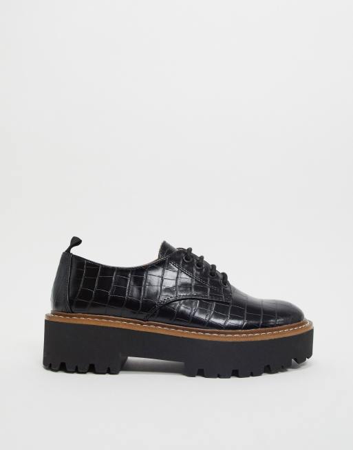 Stradivarius black croc flat shoe ASOS