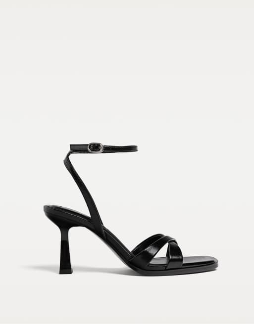 Stradivarius Black heeled sandals in black, 2 of 3