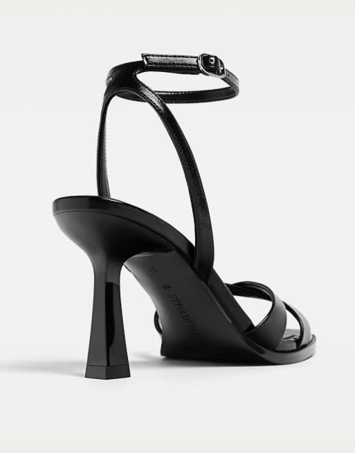 Stradivarius Black heeled sandals in black, 3 of 3