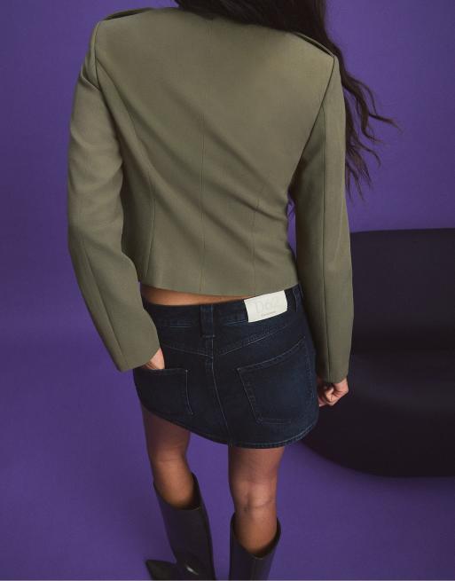 Stradivarius blazer à boutons métalliques kaki, 3 de 7