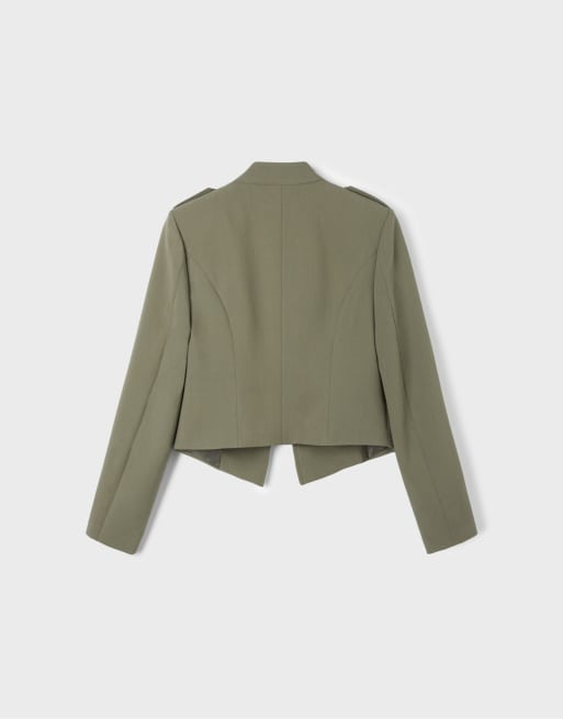 Stradivarius blazer à boutons métalliques kaki, 7 de 7