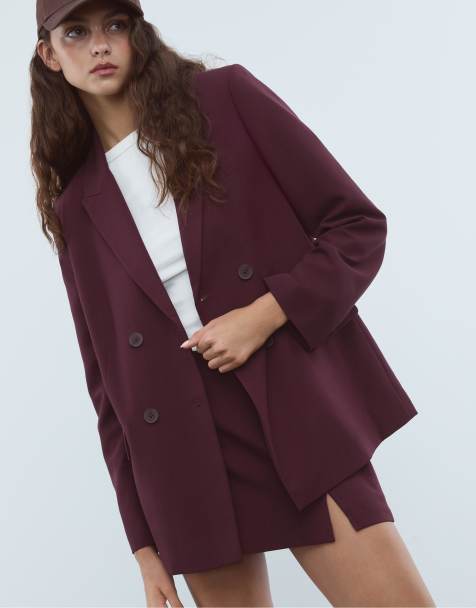 Stradivarius - Blazer à double boutonnage - Bordeaux - view 1