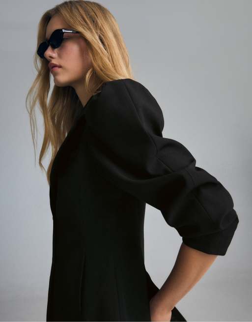 Stradivarius blazer à manches volumineuses noir, 4 de 7