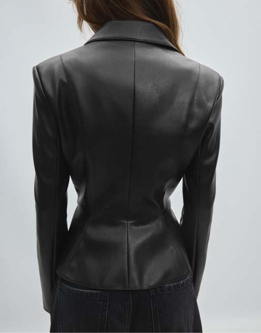 Stradivarius blazer ajusté à basque noir, 3 de 7