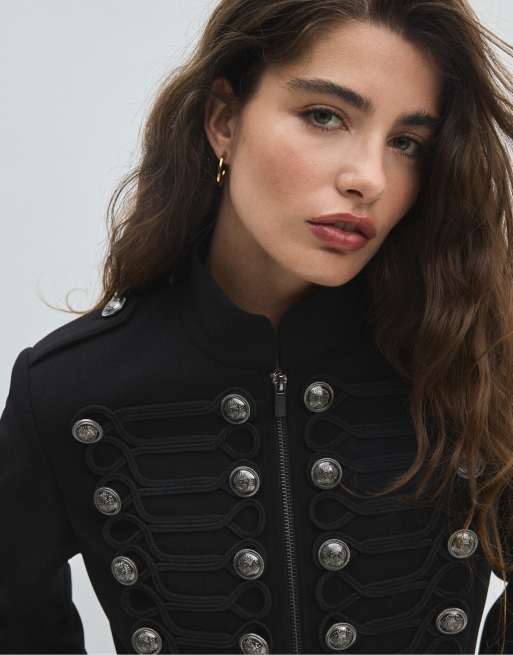 Stradivarius blazer ajusté à boutons métalliques noir, 4 de 7