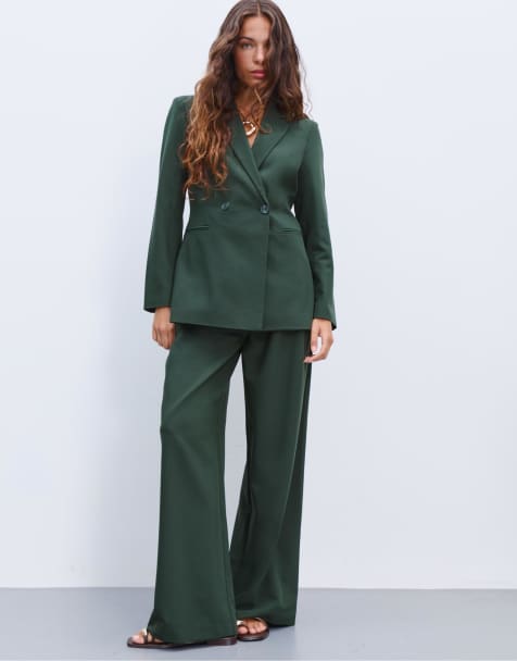 Stradivarius - Blazer ajusté à double boutonnage - Vert - view 1