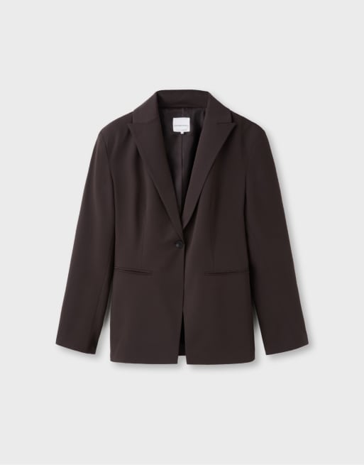 Stradivarius blazer ajusté long marron, 6 de 7
