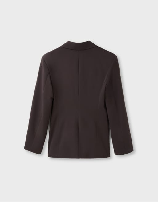 Stradivarius blazer ajusté long marron, 7 de 7