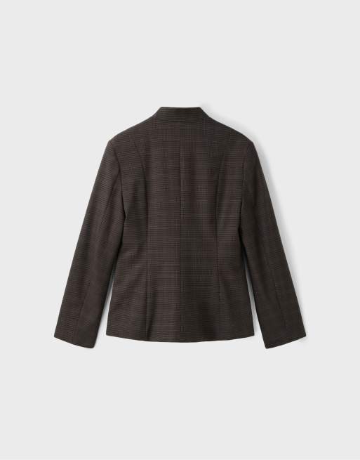 Stradivarius blazer asimmetrico con bottoni multipli marrone, 7 di 7