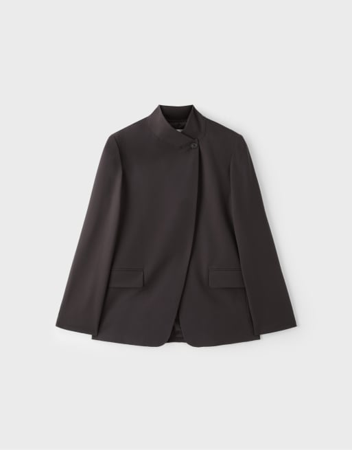 Stradivarius blazer asymétrique coupe regular marron, 6 de 7
