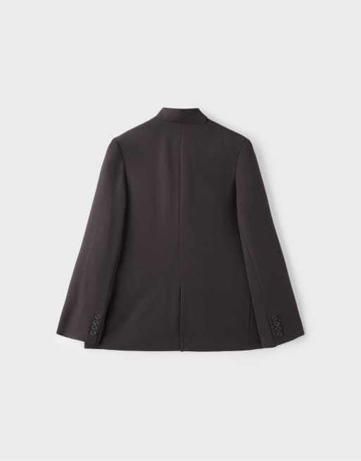 Stradivarius blazer asymétrique coupe regular marron, 7 de 7