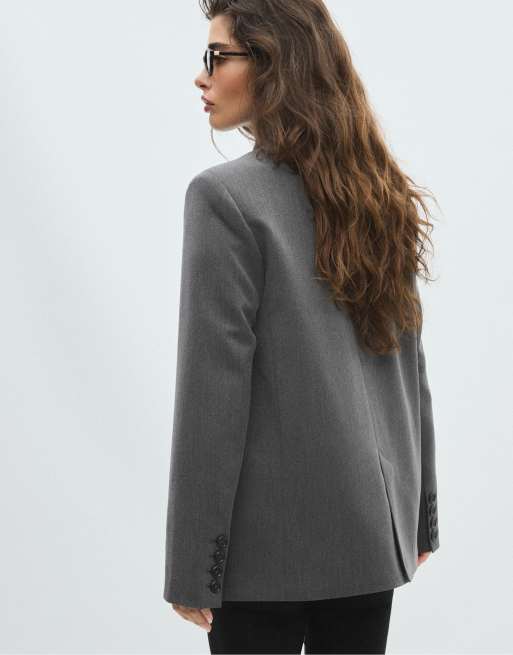 Stradivarius blazer asymétrique gris, 3 de 7