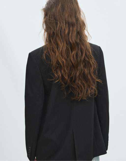 Stradivarius blazer asymétrique noir, 3 de 5