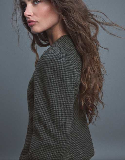 Stradivarius Blazer aus Wollmix mit Schößchen in Dunkelgrau, 4 von 7