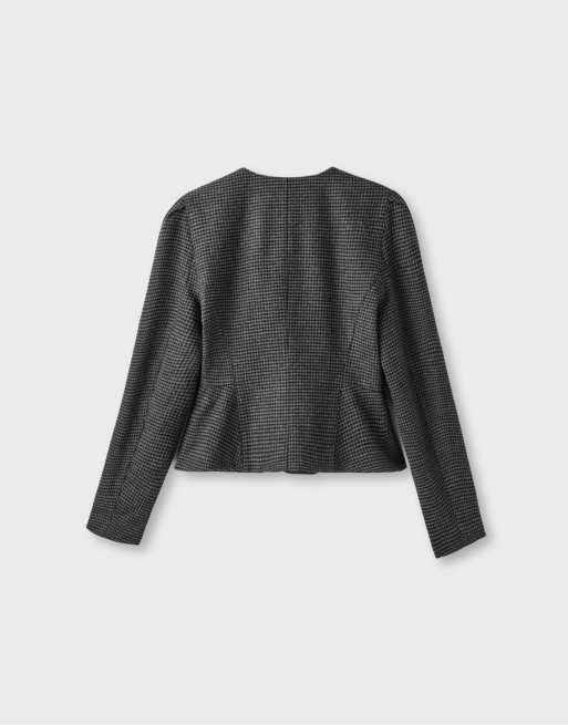 Stradivarius Blazer aus Wollmix mit Schößchen in Dunkelgrau, 7 von 7