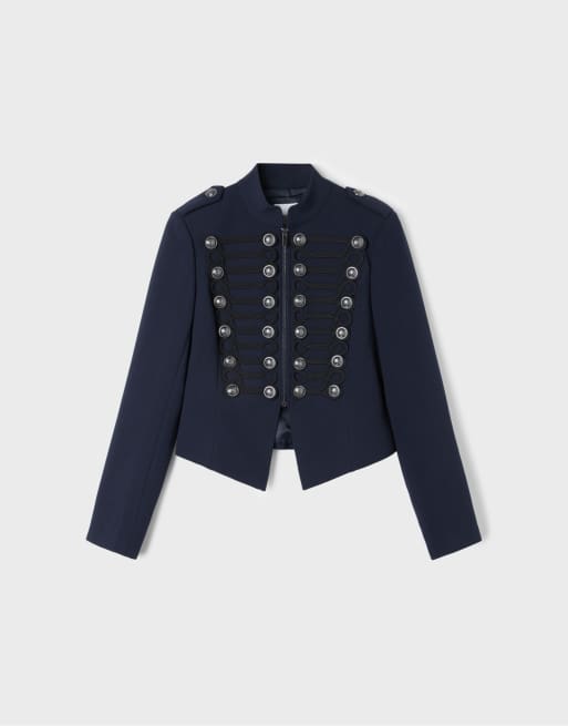 Stradivarius blazer con bottoni in metallo blu navy, 6 di 7