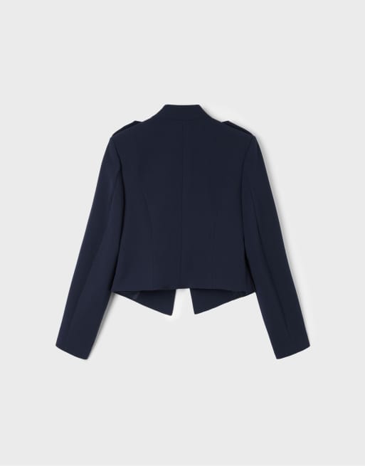 Stradivarius blazer con bottoni in metallo blu navy, 7 di 7