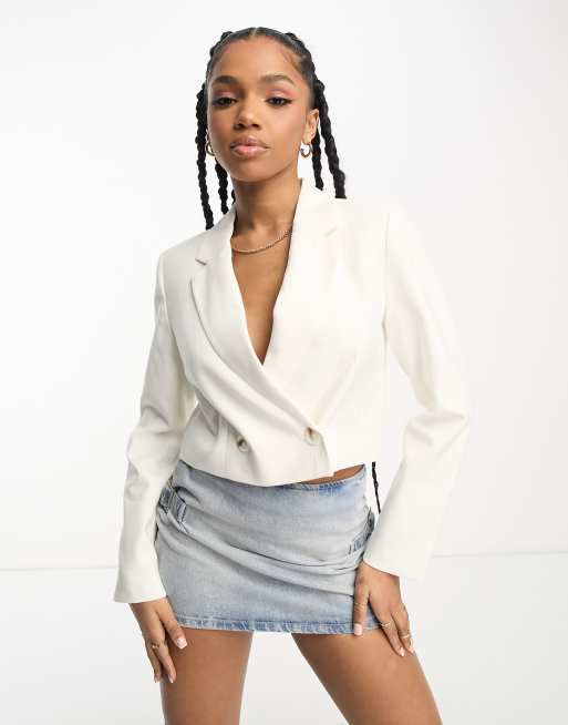 Stradivarius - Blazer corto color pietra