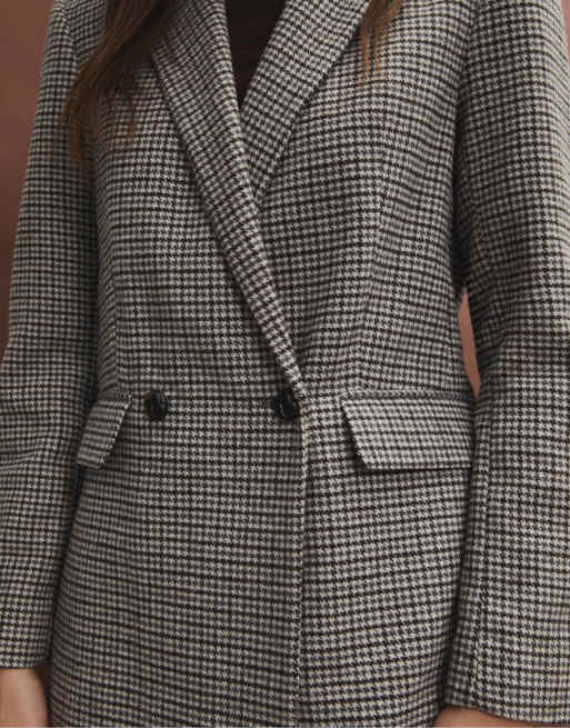 Stradivarius - Blazer coupe classique à carreaux - Gris perle, 2 de 4