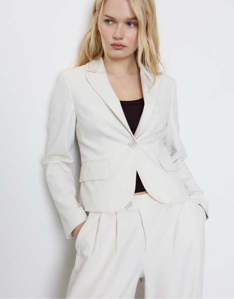 Stradivarius - Blazer court - Blanc givré - view 1