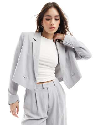 Blazer d'ensemble court effet froiss - Stradivarius - Modalova